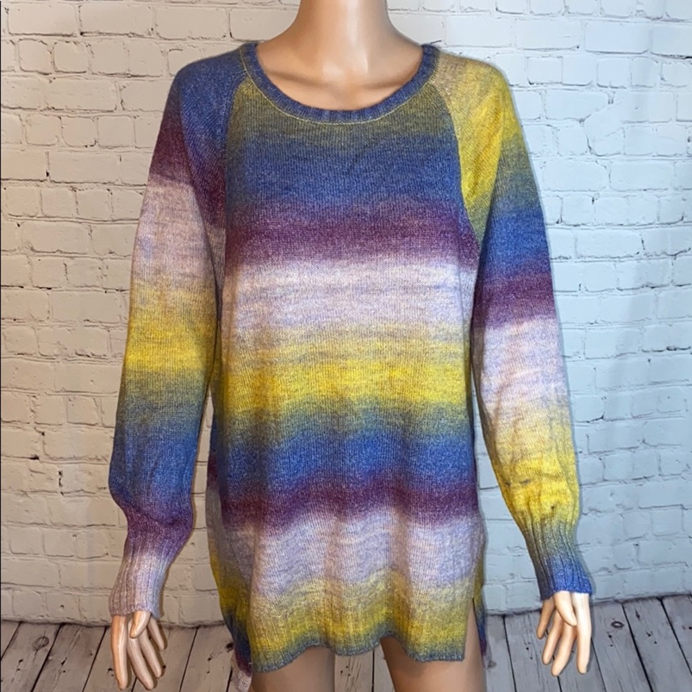 Express NWT Multi colored oversized sweater blue yellow purple size small